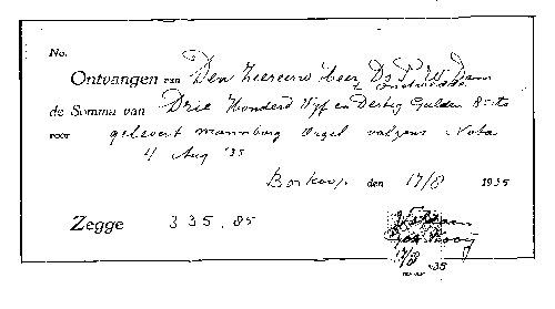 De nota van het eerste orgel